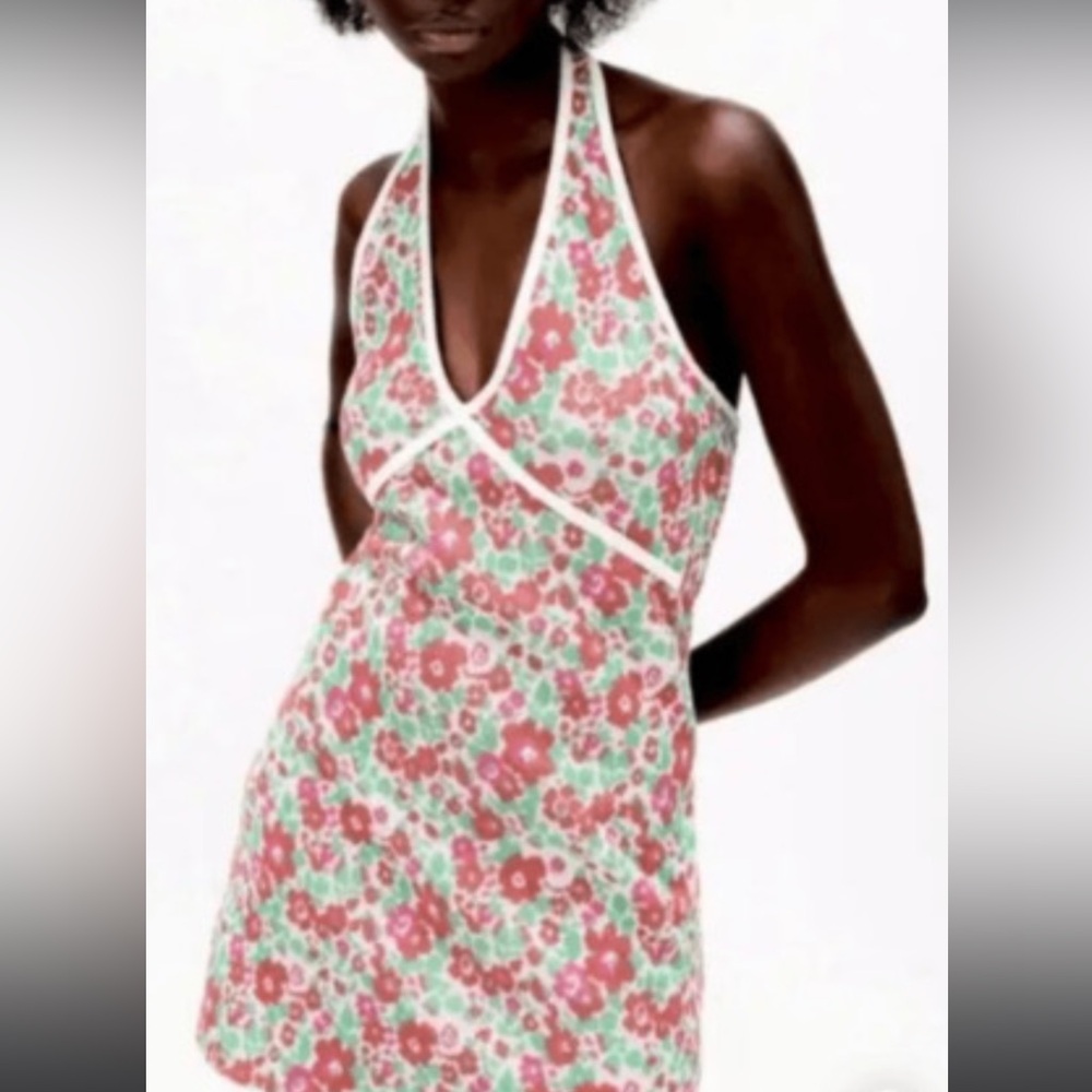 ZARA floral knit halter dress